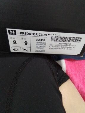 adidas Predator Club Indoor Soccer Shoe Box Label - Black